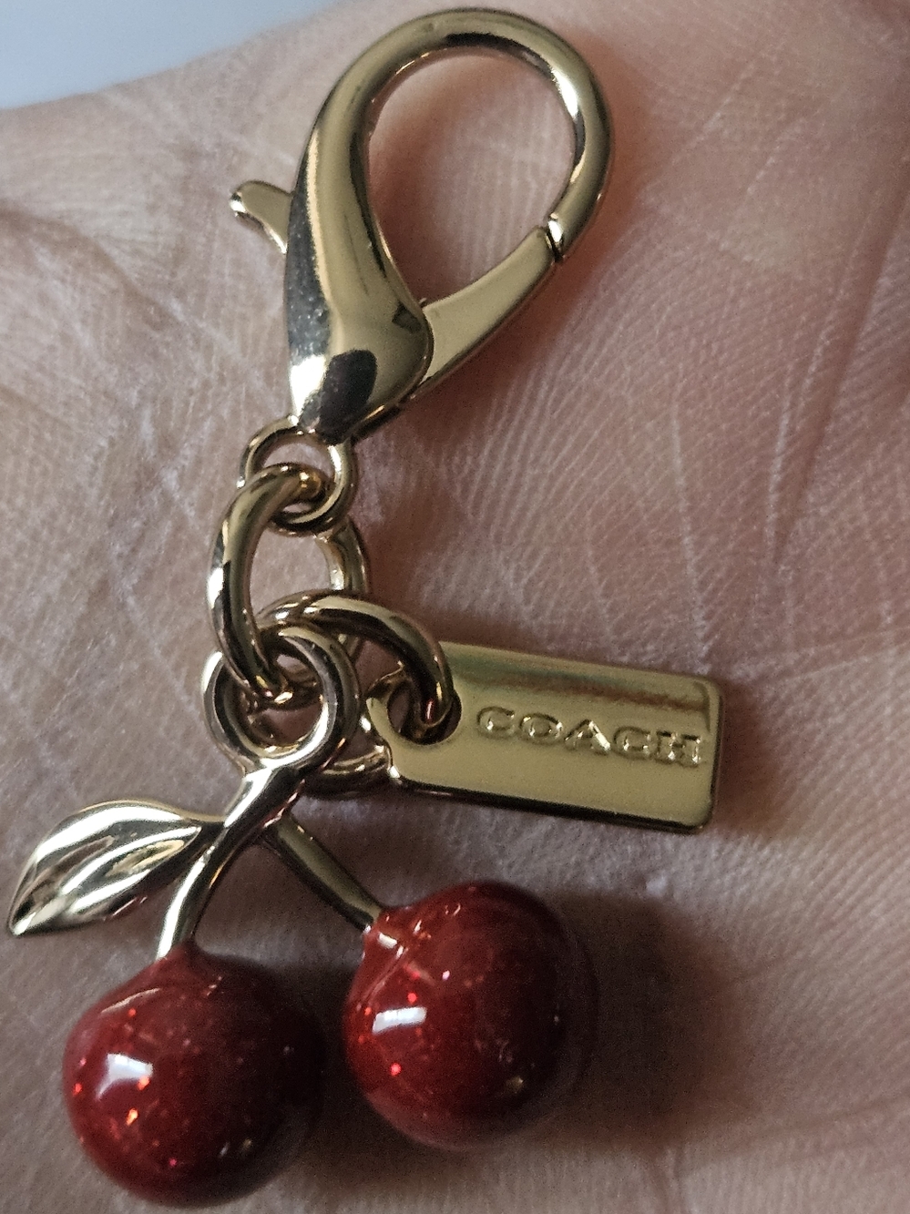 Mini Coach Cherry Red and Gold Keychain